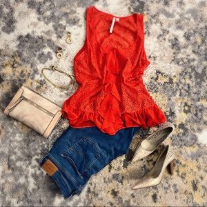 NWOT Lauren Conrad Peplum Lace Top